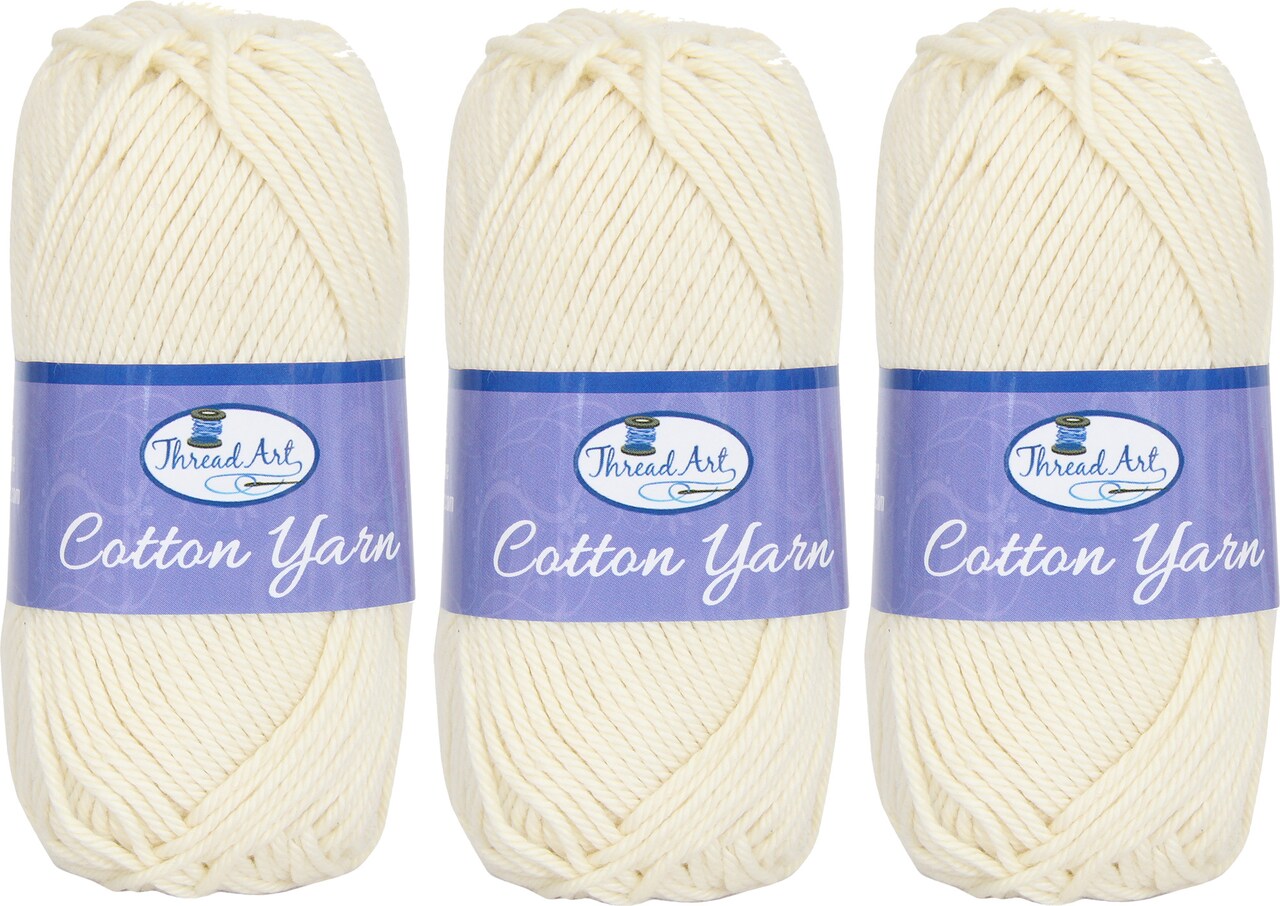 Threadart 100% Pure Cotton Crochet Yarn Size 4 | 50 gram Skeins | Worsted Medium | 85 yds per Skein | 30 Colors Available | Singles, 3 Packs, 6 Packs